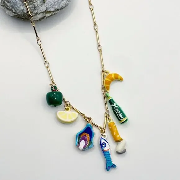 NEW Sardines & Cigarettes Ceramic Charm Layering Necklace - Picture 5 of 8